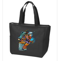 Retro Astronaut With Smartphone Zip Tote Bag