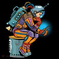 Retro Astronaut With Smartphone Zip Tote Bag
