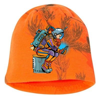 Retro Astronaut With Smartphone Kati - Camo Knit Beanie