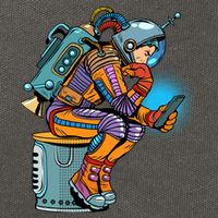 Retro Astronaut With Smartphone Cotton Canvas Backpack