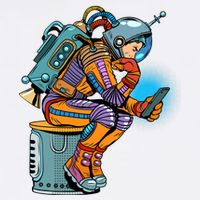 Retro Astronaut With Smartphone Garment-Dyed Sweatshirt