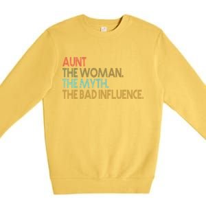 Retro Aunt The Woman Myth Bad Influence Premium Crewneck Sweatshirt