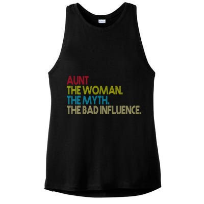 Retro Aunt The Woman Myth Bad Influence Ladies PosiCharge Tri-Blend Wicking Tank