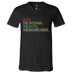 Retro Aunt The Woman Myth Bad Influence V-Neck T-Shirt