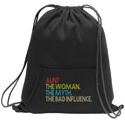 Retro Aunt The Woman Myth Bad Influence Sweatshirt Cinch Pack Bag