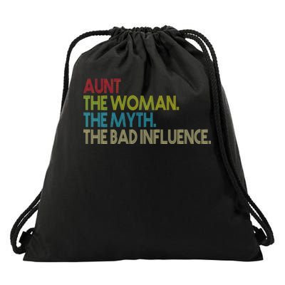 Retro Aunt The Woman Myth Bad Influence Drawstring Bag