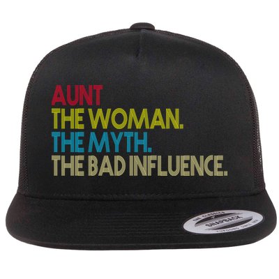 Retro Aunt The Woman Myth Bad Influence Flat Bill Trucker Hat
