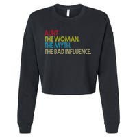 Retro Aunt The Woman Myth Bad Influence Cropped Pullover Crew