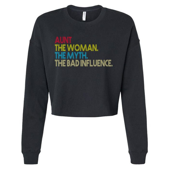 Retro Aunt The Woman Myth Bad Influence Cropped Pullover Crew