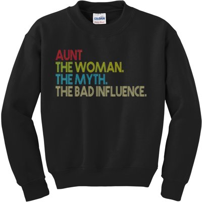 Retro Aunt The Woman Myth Bad Influence Kids Sweatshirt