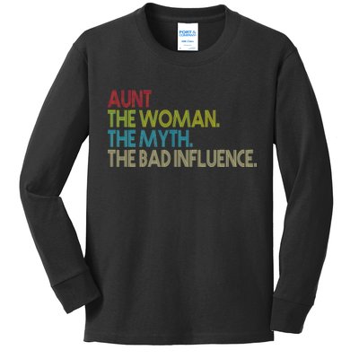 Retro Aunt The Woman Myth Bad Influence Kids Long Sleeve Shirt