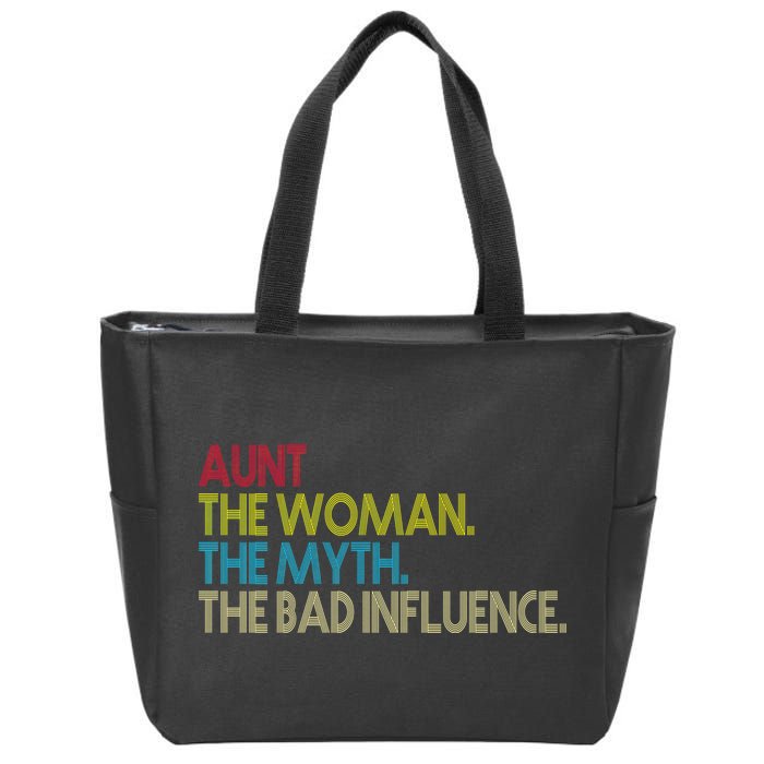 Retro Aunt The Woman Myth Bad Influence Zip Tote Bag