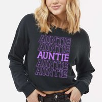 Retro Auntie Pattern   Cropped Pullover Crew