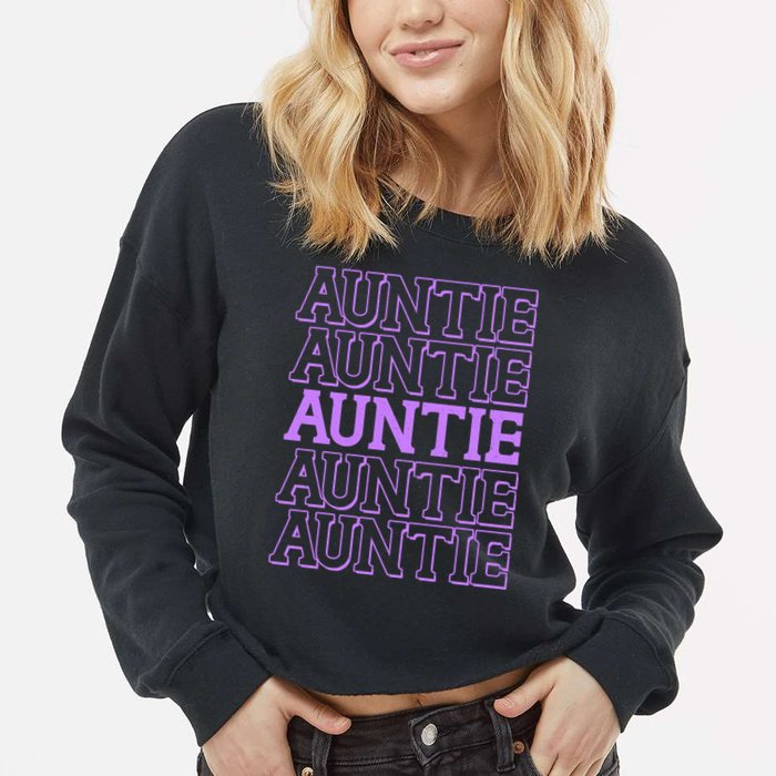 Retro Auntie Pattern   Cropped Pullover Crew