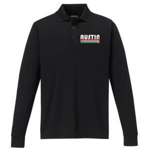 Retro Austin Texas Performance Long Sleeve Polo