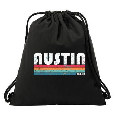 Retro Austin Texas Drawstring Bag