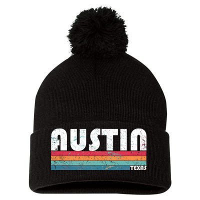 Retro Austin Texas Pom Pom 12in Knit Beanie