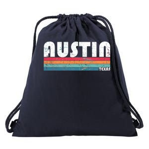 Retro Austin Texas Drawstring Bag