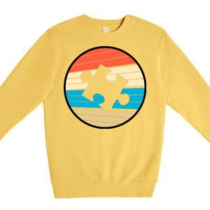 Retro Autism Awareness Puzzle Piece Premium Crewneck Sweatshirt