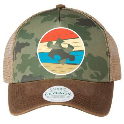 Retro Autism Awareness Puzzle Piece Legacy Tie Dye Trucker Hat
