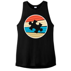 Retro Autism Awareness Puzzle Piece Ladies PosiCharge Tri-Blend Wicking Tank