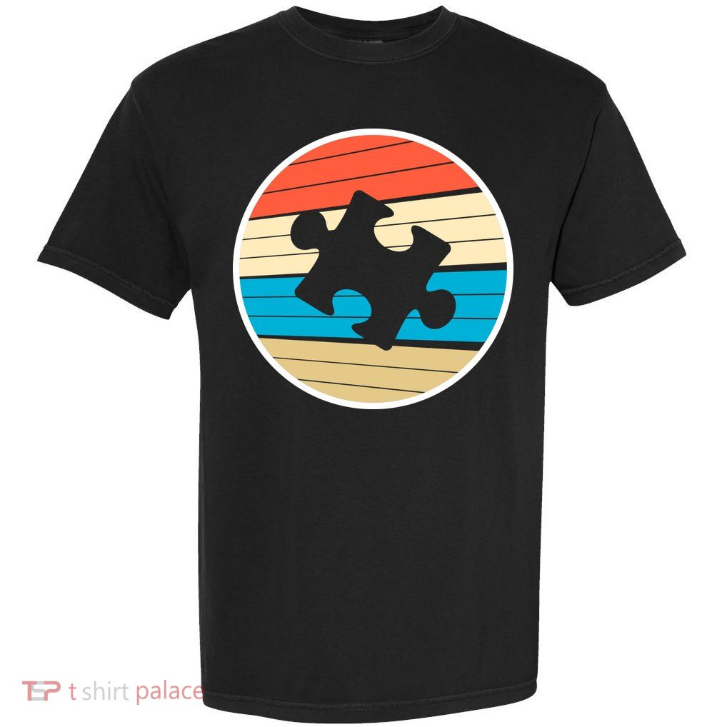 Retro Autism Awareness Puzzle Piece Garment-Dyed Heavyweight T-Shirt