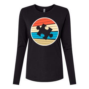 Retro Autism Awareness Puzzle Piece Womens Cotton Relaxed Long Sleeve T-Shirt