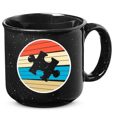 Retro Autism Awareness Puzzle Piece 15oz Campfire Ceramic Mug