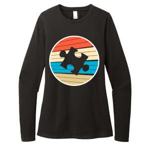 Retro Autism Awareness Puzzle Piece Womens CVC Long Sleeve Shirt