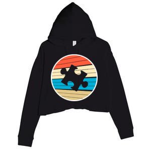 Retro Autism Awareness Puzzle Piece Crop Fleece Hoodie