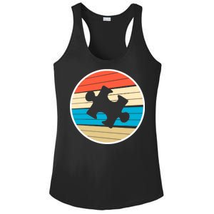 Retro Autism Awareness Puzzle Piece Ladies PosiCharge Competitor Racerback Tank