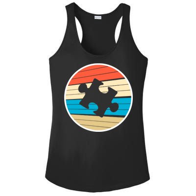 Retro Autism Awareness Puzzle Piece Ladies PosiCharge Competitor Racerback Tank