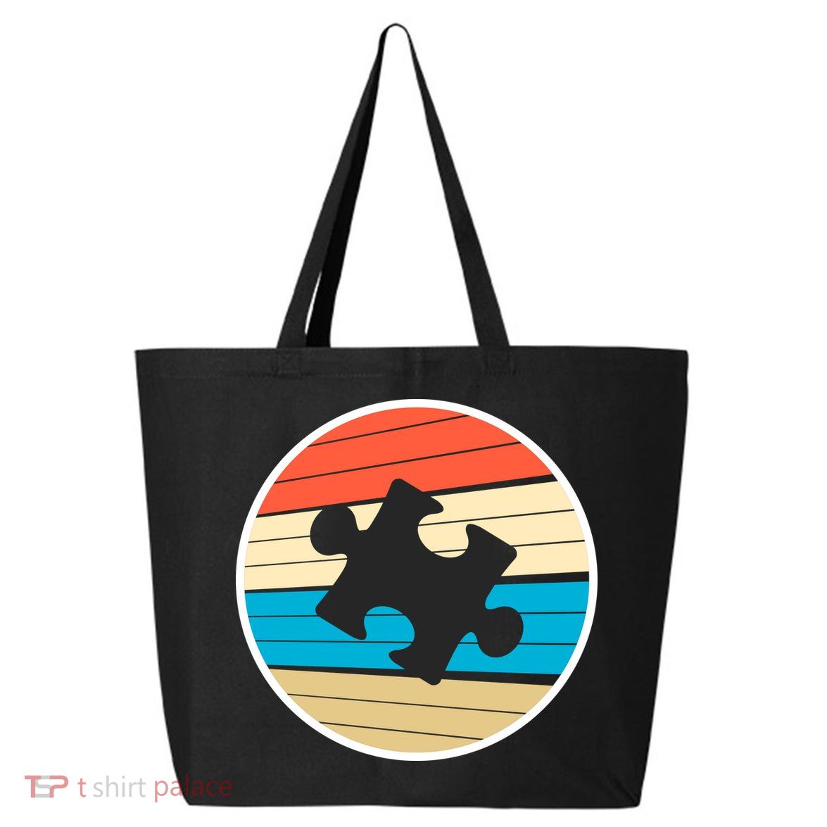 Retro Autism Awareness Puzzle Piece 25L Jumbo Tote