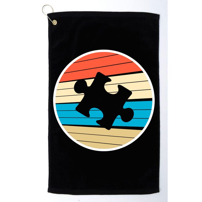 Retro Autism Awareness Puzzle Piece Golf Towel