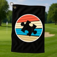 Retro Autism Awareness Puzzle Piece Golf Towel