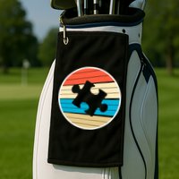Retro Autism Awareness Puzzle Piece Golf Towel