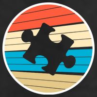 Retro Autism Awareness Puzzle Piece Golf Towel