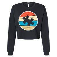 Retro Autism Awareness Puzzle Piece Cropped Pullover Crew