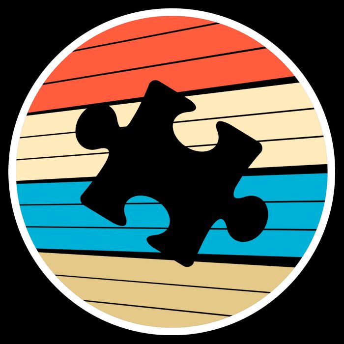 Retro Autism Awareness Puzzle Piece Cropped Pullover Crew