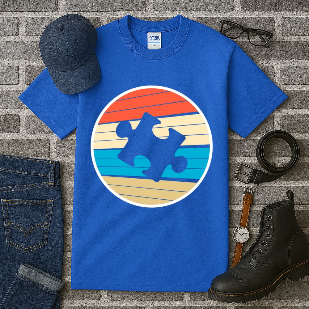Retro Autism Awareness Puzzle Piece Tall T-Shirt