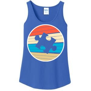 Retro Autism Awareness Puzzle Piece Ladies Essential Tank