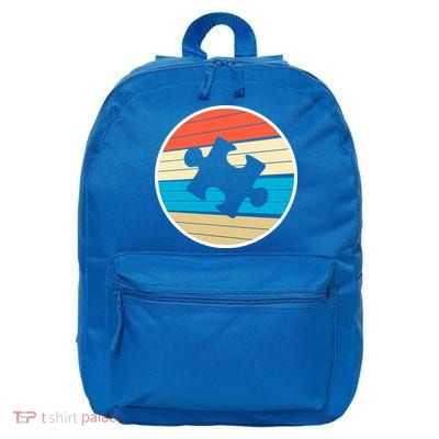Retro Autism Awareness Puzzle Piece 16 in Basic Backpack