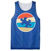 Retro Autism Awareness Puzzle Piece Mesh Reversible Basketball Jersey Tank