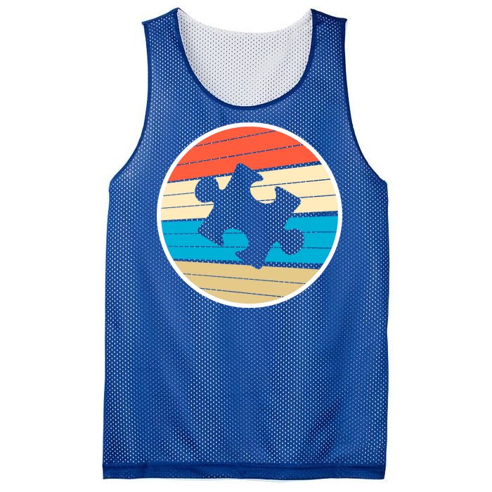 Retro Autism Awareness Puzzle Piece Mesh Reversible Basketball Jersey Tank