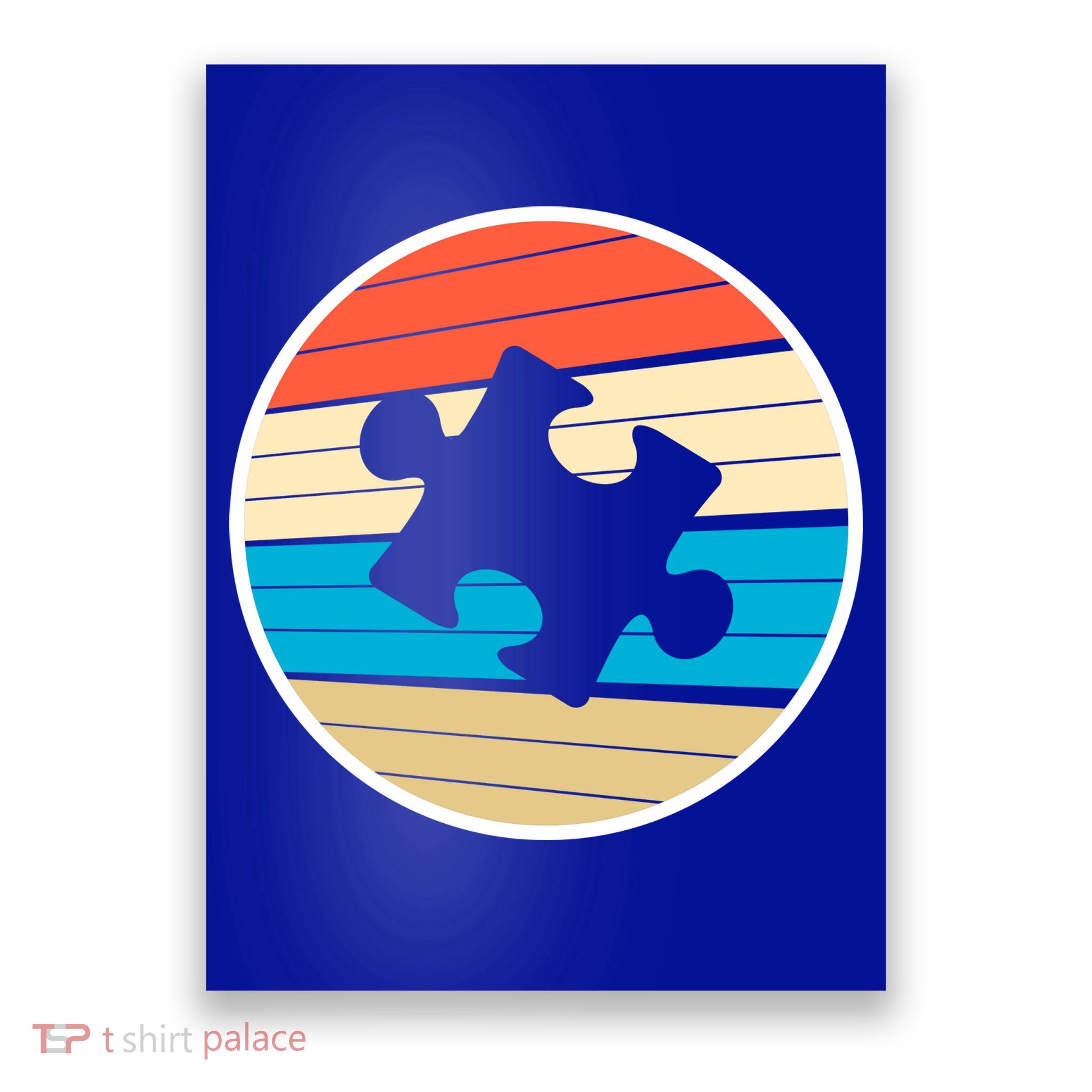 Retro Autism Awareness Puzzle Piece Poster
