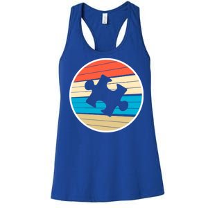 Retro Autism Awareness Puzzle Piece Women's Racerback Tank