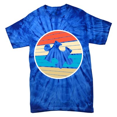 Retro Autism Awareness Puzzle Piece Tie-Dye T-Shirt