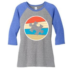 Retro Autism Awareness Puzzle Piece Women's Tri-Blend 3/4-Sleeve Raglan Shirt