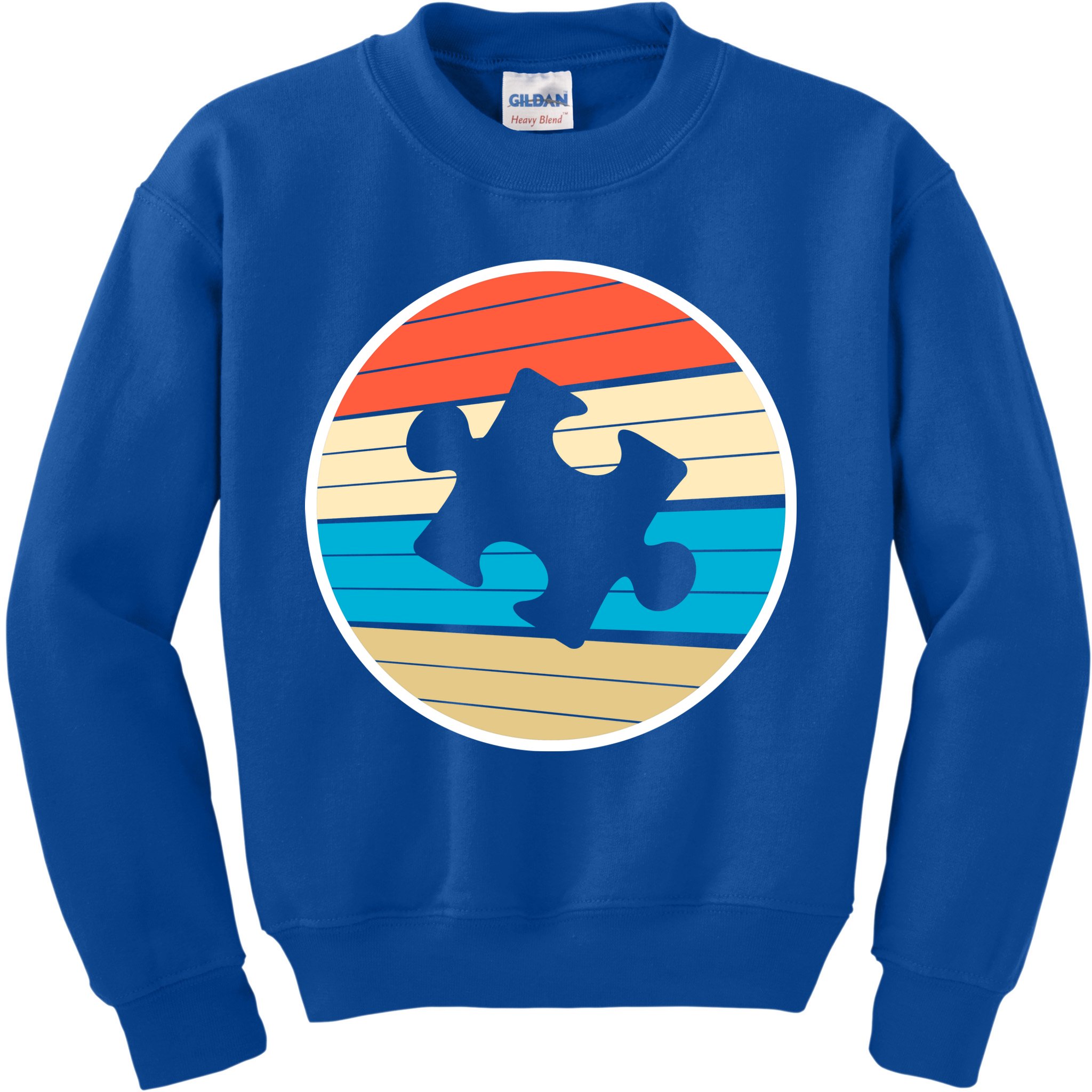 Retro Autism Awareness Puzzle Piece Kids Sweatshirt