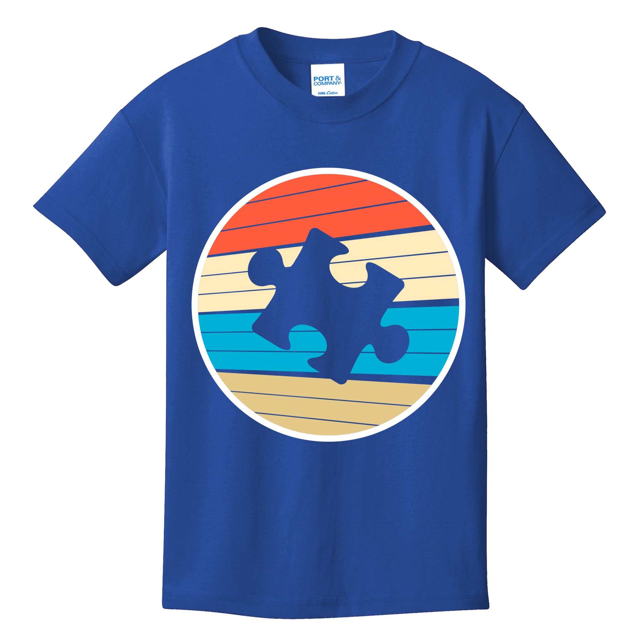 Retro Autism Awareness Puzzle Piece Kids T-Shirt